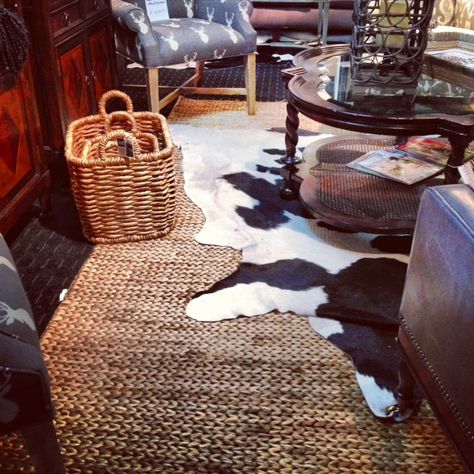 layered+carpets Layering Area Rugs, Animal Skin Carpet, Layering Carpet, Bear Skin Rug, Cow Hide Rugs, Rug Over Carpet, Cow Skin Rug, Hide Rugs, Skin Rugs