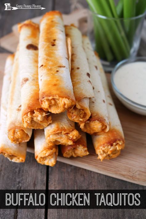 Buffalo Chicken Taquitos For The Win! - Easy Peasy Pleasy Mom Dinner Ideas, Cold Weather Dinner Ideas, Quick Meal Prep Ideas, Easy Game Day Food, Buffalo Chicken Taquitos, Cooking For Dummies, Dip Easy, Fall Meals, Chicken Wrap Recipes