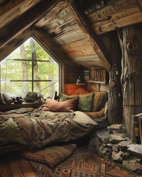 Small Cozy Bedroom, Cozy Cabin Bedrooms, Rustic Rooms, Minimalist Bedroom Ideas, Cozy Houses, Modern Bedroom Ideas, Storybook House, Cottagecore Room Decor, Cabin Bedroom