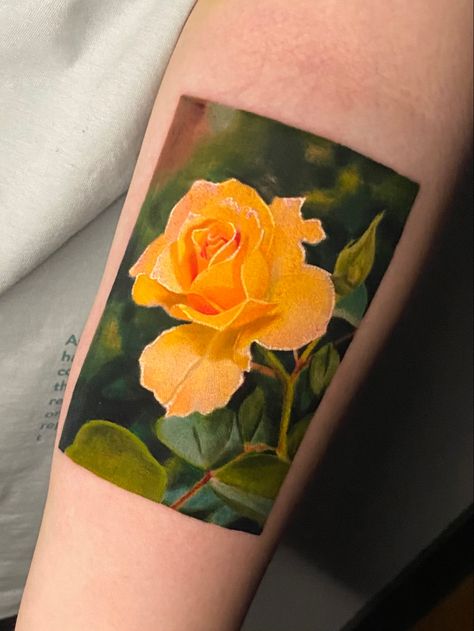 Yellow rose tattoo - colour realism done in 5 hours Instagram: @corycooktattoo #tattoo #tattooist #art #artist #artwork #rose #rosetattoo Colour Realism Tattoo, Yellow Rose Tattoo, Tattoo Colour, Yellow Rose Tattoos, Realism Tattoo, Rose Tattoo, 5 Hours, Artist Artwork, Rose Color