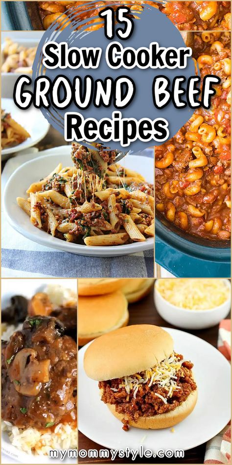 Cooking with ground beef is great because it's easy, hearty, and delicious! However, it's easy to run out of ideas when it comes to dinner time. My Mommy Style shares some of the best, easy slow cooker ground beef recipes in this post! So, the next time you want a fast and easy recipe to make in your crockpot, this is the place to find one! Easy Slow Cooker Ground Beef Recipes, Ground Beef Recipes For Dinner Easy Fast, Slow Cooker Ground Beef Recipes, Hamburger Crockpot Recipes, Ground Beef Crockpot Recipes, Slow Cooker Chili Easy, Slow Cooker Ground Beef, Slow Cooker Salisbury Steak, Cooking With Ground Beef