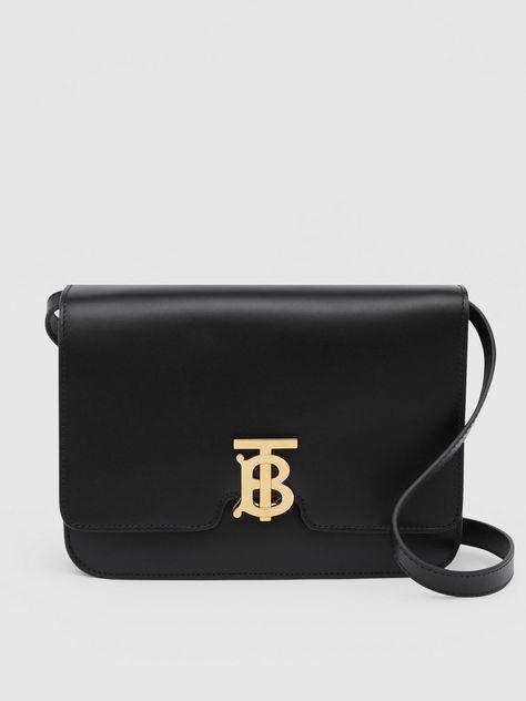 Medium Leather TB Bag in Black - Women | Burberry United Kingdom Dress Leather Boots, Burberry Gifts, Popular Bags, Burberry Handbags, Designer Shoulder Bags, Burberry Bag, Leather Pumps, Designer Bags, Leather Tote