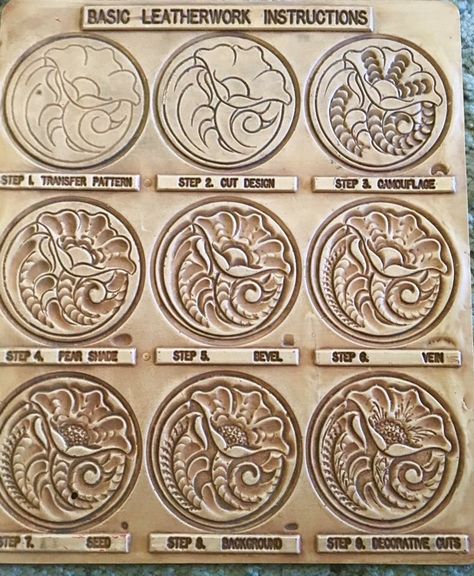 Sheridan Tooling Patterns, Simple Tooled Leather Pattern, Leather Tooling Templates, Leather Tooling Tutorial, Leather Work Designs, Tooling Leather Patterns, Leather Carving Ideas, Beginner Leather Tooling, Hand Tooled Leather Patterns