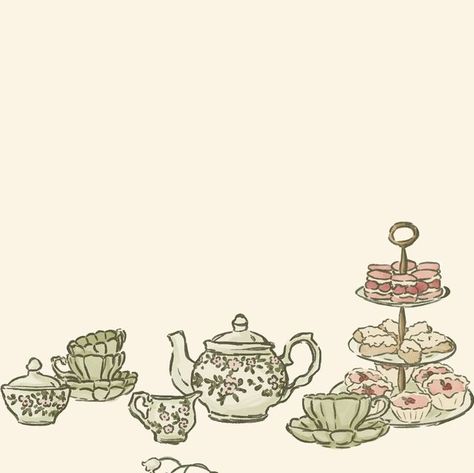 Jenna Brooks | Illustration, Design & Wedding Stationery on Instagram: "A quick post to share the sweetest elements I drew for recent bridal shower invitations 🫖🌿 

The bridal shower invites were actually a complete surprise to the bride, as her maid of honour reached out and asked me to create the stationery for a “High Tea for the Bride to Be”, as she knew the bride would love if they were cohesive with the rest of her wedding invitations suite that I designed. 

Any chance where I get to draw teeny cakes and fancy tea sets is one I embrace wholeheartedly and I love how these turned out! 🤍🍰

#teatime #bridalshowerinvitation #hightea #bridgertonaesthetic #bridalshower #weddingstationery #illustration #weddingillustration #illustrator" Tea Party Drawing, Tea Party Illustration, Tea Party Invites, High Tea Invitations, Art Nouveau Fairy, Tea Party Invite, Wedding Invitations Suite, Fancy Tea, Party Graphic