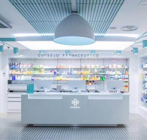 Store Counter Design, Kwun Tong, Shop Counter Design, Pharmacy Decor, Healthcare Interior Design, Store Shelves Design, Laboratory Design, Pharmacy Store, Scandinavian Lifestyle