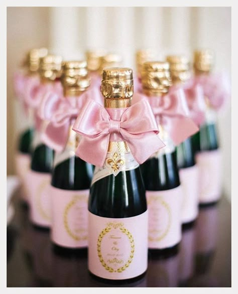 Small Champagne Bottle Favors, Pink And Gold Party Favors, Prosecco Bridal Shower Favor, Mini Champagne Bottle Favors, February Weddings, Pink Favors, Pink Champagne Bottle, Wedding Champagne Bottles, Champagne Wedding Favors