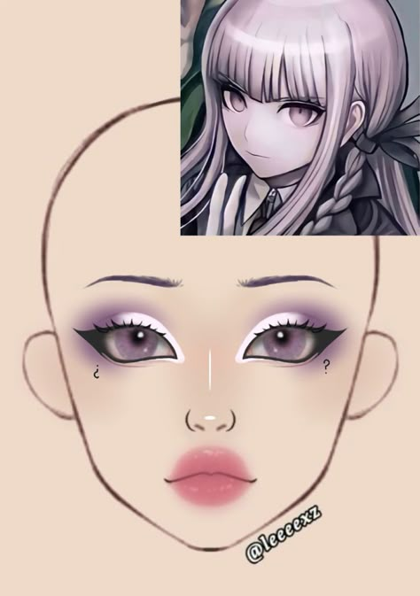 Anime Makeup Looks, Punk Makeup Looks, Manga Makeup, Shower Makeup, Dramatic Eyeliner, Kyoko Kirigiri, Makeup Charts, Anime Eye Makeup, Face Charts