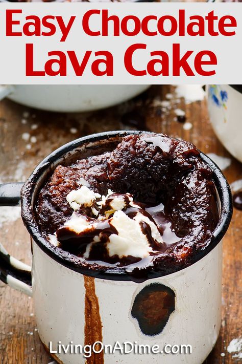 Lava Cake Recipe Microwave, Easy Lava Cake Recipe, Crockpot Lava Cake, Lava Cake Recipe Easy, Living On A Dime, Lava Cake Recipe, Hot Fudge Cake, Chocolate Lava Cake Recipe, Lava Cake Recipes