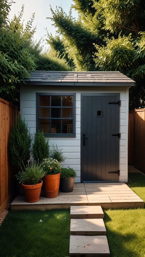 Tiny Garden Shed, Shed Remodel, Tiny She Shed, Writing Shed, Backyard Shed Ideas, Cabin Design Ideas, Building Backyard, Home Decor Country Farmhouse, Narrow Shed