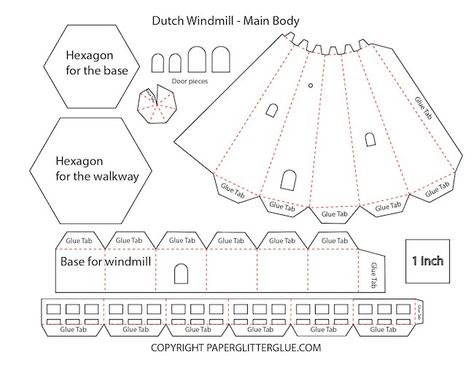 Dutch Windmill Craft, Netherlands School, Dutch Crafts, Windmill Paper, Windmill Model, Windmill Diy, Paper Windmill, Painted Cardboard, Windmill Pattern