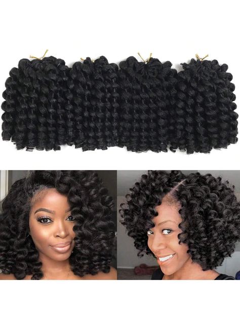 12inch Jamaican Bounce Crochet Hair For Women  Natural Black Jumpy Wand Curls Crochet Hair Short Pre Looped Curly Crochet HairI discovered amazing products on SHEIN.com, come check them out! Wand Curl Crochet Hair, Jamaican Bounce Crochet, Curly Crochet Hair, Jamaican Bounce, Curly Crochet Hair Styles, Hair For Women, Pretty Braided Hairstyles, Crochet Hair, Wand Curls