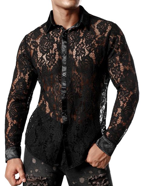 Maneskin Concert, Mens Evening Wear, Edgy Clothing, Disco Shirt, Clubbing Outfits, Metallic Pants, Party Outdoor, Blouse Long Sleeve, Costume Collection