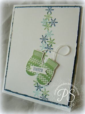 Stampsnsmiles: September 2012 Mittens Card, Stamped Christmas Cards, Handmade Christmas Card, Snowflake Cards, Christmas Card Inspiration, Homemade Christmas Cards, Stampin Up Christmas Cards, Christmas Cards To Make, Punch Cards