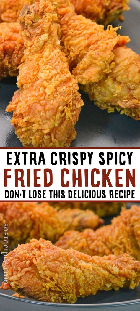 Experience the crunch with our Extra Crispy Spicy Fried Chicken! Perfectly seasoned, irresistibly crispy, and packed with flavor. Try the recipe now! #FriedChicken #Crispy #Spicy #EasyRecipe Extra Crispy Fried Chicken Recipe, Fried Chicken Seasoning, Chicken Seasoning Recipes, Spicy Fried Chicken, Spicy Chicken Recipes, Fried Chicken Recipe, Crispy Fried Chicken, Chicken Dish, Delicious Dinner Recipes