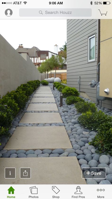 Low maintenance side yard                                                                                                                                                                                 More Coastal Backyard, Side Walkway, Side Yard Landscaping, Front Walkway, Side Yards, Landscaping Garden, Low Maintenance Landscaping, Rock Garden Landscaping, Casa Exterior