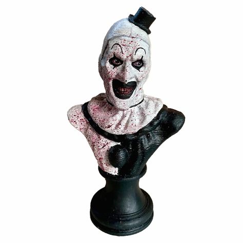 PRICES MAY VARY. Realistic Terrifier Statue: Halloween art the clown bust figure features a realistic clown appearance, can be used as a home decoration or a valuable collectible, adds a horror atmosphere to your Halloween Material: This terrifier clown bust statue is made of resin, hand-painted, durable & waterproof, art the clown sculpture will not fade, exquisite craftsmanship can be used for a long time Size: The size of the terrifier bust sculpture is 6.7x3.5'', each art the clown horror mo Creepy Christmas Decorations, Terrifier Clown, Horror Atmosphere, Clown Sculpture, Clown Horror Movie, Horror Movie Decor, Waterproof Art, Clown Character, Weird Smile