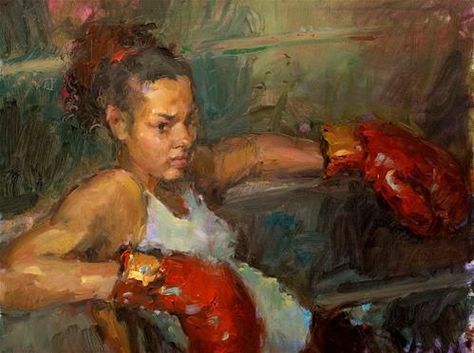 Work Space Bedroom, Julie Snyder, Red Boxing Gloves, Female Boxer, Daniel Levy, Painting Competition, Painting Sketch, The Boxer, Figurative Artists