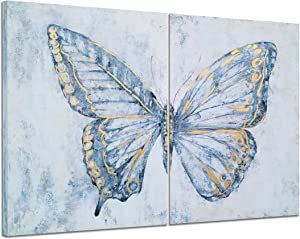 Green Butterfly Painting, Painted Butterfly, Butterfly Artwork, Butterfly Canvas, Butterfly Wall Art, Butterfly Painting, Green Butterfly, Animals Artwork, Blue Wall Art