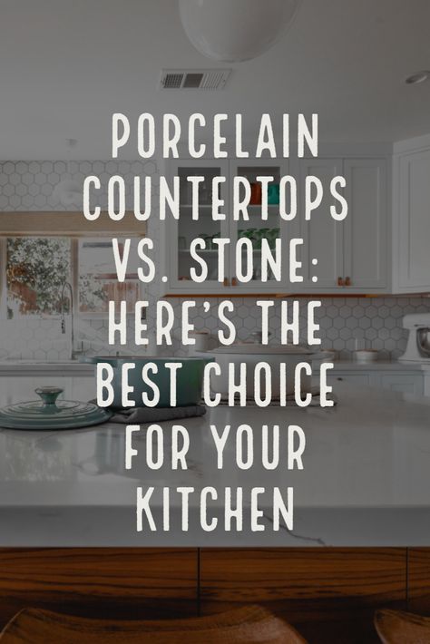 Porcelain countertops are all the rage right now. Find out if it's really the best option for your home. Affordable Stone Countertops, Porcelain Island Countertop, Porcelain Tile Countertops Kitchen, Honed Porcelain Countertops, Porcelain Tile Kitchen Countertops, Large Format Tile Countertop, Porcelain Countertops Vs Quartz, Porcelain Countertops Kitchen, Porcelain Kitchen Countertops