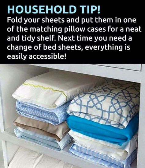 Folding sheets inside a pillow case! Best Storage Hacks, Diy Daybed, Casa Clean, Organizational Ideas, Smart Tiles, Linen Closet Organization, Organizing Hacks, Organisation Hacks, Home Organisation