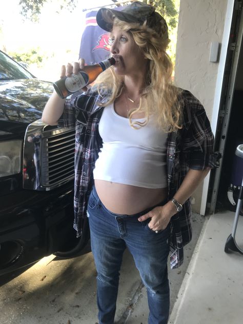 Hillbilly Halloween Costumes, White Trash Pregnant Costume, Hillbilly Halloween, Hillbilly Costume, White Trash Party Costume, White Trash Costume, Mechanic Costume, White Trash Party, Trash Party