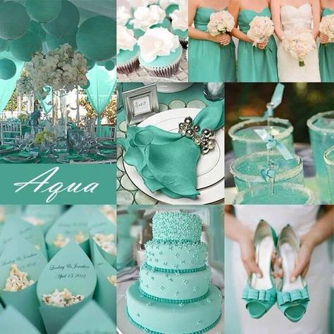 Aqua / Blue teal Teal Wedding Decorations, Aqua Wedding Colors, Teal Green Wedding, Teal Wedding Theme, Green Wedding Decorations, Blue Decorations, Tiffany Blue Wedding, Wedding Motifs, Aqua Wedding