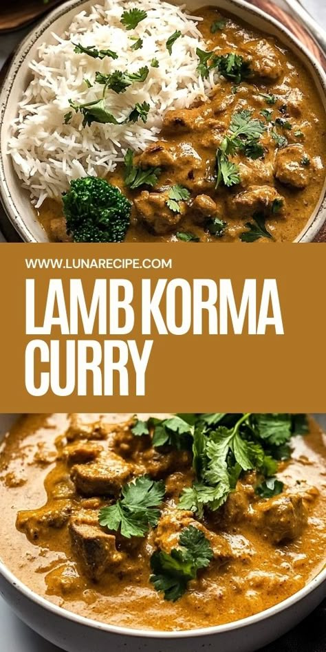 🍛 Satisfy your curry cravings with this rich and creamy Lamb Korma Curry! Tender lamb simmered in a fragrant sauce of spices, yogurt, and coconut milk makes this a luxurious dish perfect for any occasion. Serve with rice or naan for the ultimate meal. Get the recipe today and experience the flavors of this Indian classic! #LambKorma #IndianRecipes #CurryLovers #ComfortFood #LambCurry #DinnerInspiration 🍛 Indian Curry Lamb Recipes, Lamb Coconut Curry Recipes, Quick Lamb Recipes, Lamb Curry With Coconut Milk, Lamb Coconut Curry, Lamb Korma Indian, Goat Curry Indian, Ground Lamb Curry Recipes, Indian Korma Recipe