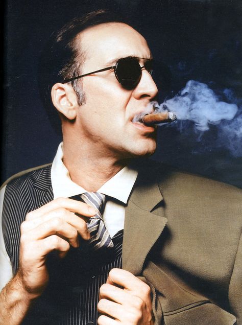 Nicolas Cage Movies, Famous Cigars, Nick Cage, Nic Cage, Nicholas Cage, Robert Downey Jr Iron Man, Young Johnny Depp, Good Cigars, Dapper Gentleman