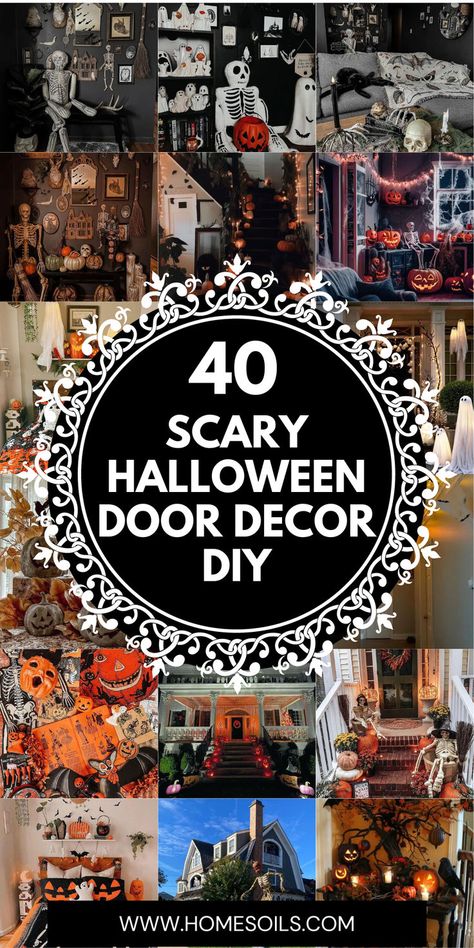 Creepy Wall Decor Diy, Halloween Door Decorations Diy, Scary Door Decorations, Diy Halloween Decorations Scary, Scary Halloween Door Decorations, Diy Scary Halloween Decorations, Diy Halloween Decorations For Inside, Creepy Door, Scary Door