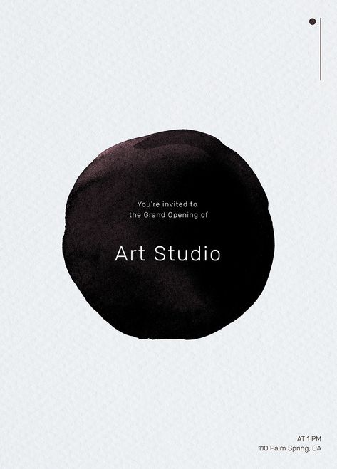 You are invited to the grand opening of Art Studio invitation card template vector | premium image by rawpixel.com / Mind Photo Studio Opening Invitation Card, Studio Opening Invitation, Opening Invitation Card Design, Template Black And White, Opening Invitation, Circle Circle, Template Black, Open Art, Black Circle