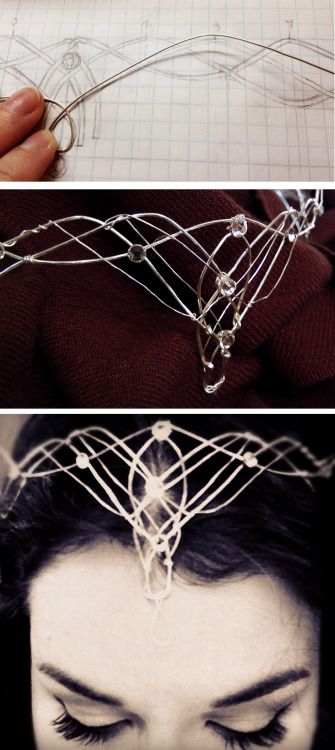 DIY Elvish Crown Tutorial from Rachel Ann Poling. This is a 2... How To Make A Tiara Diy, Elvish Crown, Diy Crowns, Tiara Diy, Larp Diy, Making Cosplay, Obličejové Masky, Crown Tutorial, Wire Accessories