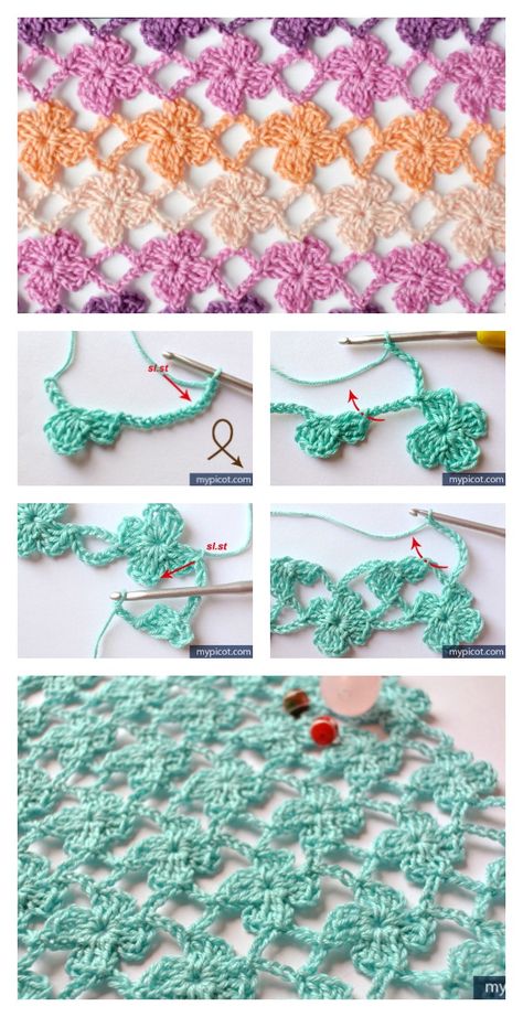 Crochet Flower Stitch, Flower Stitch, Crochet Puff Flower, Diy Crafts Crochet, Crochet Stitches Free, Crochet Motifs, Crochet Stitches Tutorial, Crochet Flower Patterns, Crochet Stitches Patterns