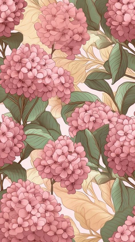 Pink hydrangea pattern flower plant.  | premium image by rawpixel.com Wallpaper Hydrangea, Hydrangea Art, Hydrangea Pattern, Digital Print Textiles, Hydrangea Wallpaper, Hydrangeas Art, Wallpaper Background Design, William Morris Wallpaper, Morris Wallpapers