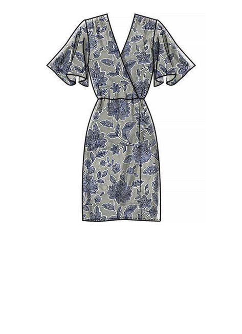 Loose Fit Dress Pattern, Mccalls Dress, Simple Dress Pattern, Mock Wrap Dress, Wrap Dress Pattern, Dresses Sewing, Dress Design Drawing, Fashion Drawing Dresses, Dress Design Sketches