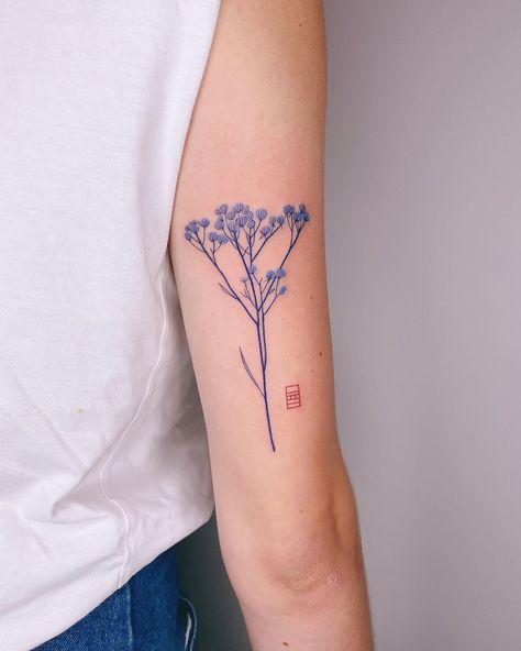 Gypsophila Tattoo, Flower Leg Tattoos, 1st April, Baby Breath, Baby S Breath, Word Tattoos, Art Graphic Design, Pretty Tattoos, Minimalist Tattoo