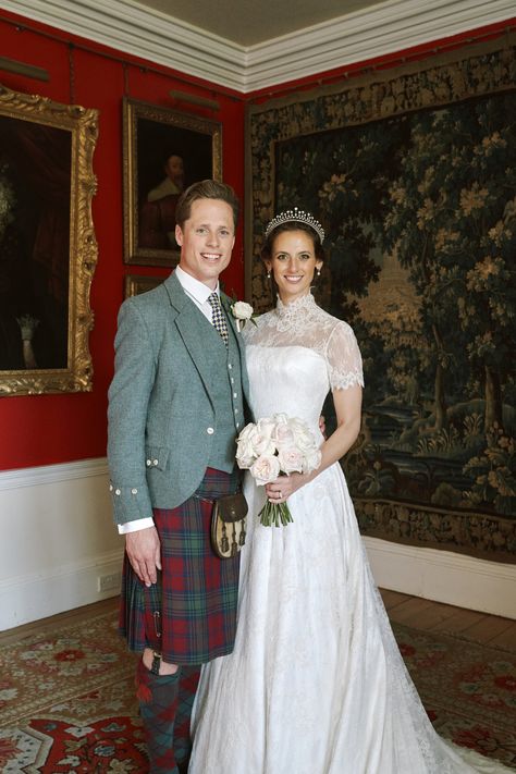 Phillipa Lepley bride Kate - Phillipa Lepley Philipa Lepley, Philippa Lepley, Phillipa Lepley, British Wedding Dresses, Silk Tulle Veil, Tartan Wedding, British Wedding, Lace Wedding Gown, Tulle Veils