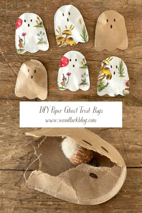 Halloween Bags Diy Brown Paper, Diy Treat Bags Halloween, Boo Bags For Kids, Halloween Paper Bags Diy, Bulk Halloween Treats, Halloween Gift Wrapping Ideas, Autumn Gifts Diy, Halloween Paper Bags Crafts, Ghost Treat Bags