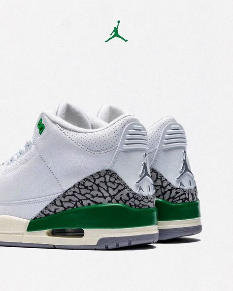 Air Jordan 3 Retro (W) "Lucky Green" now available online Jordan 3 Lucky Green, Jordan Wmns, New Sneaker Releases, Jordan 3 Retro, Lucky Green, Air Jordan 3 Retro, Green Sneakers, Sneaker Release, April 6