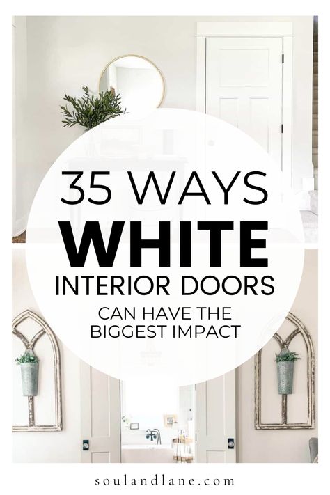 Perfect for modern living spaces, these doors offer a crisp, clean look that complements any decor style. Imagine incorporating glass panels for a touch of sophistication, or adding geometric patterns for a contemporary edge. White doors not only enhance natural light but also serve as a versatile canvas for your interior design dreams. Discover the potential of white interior doors to create a bright, airy, and inviting atmosphere in your home. White Trim With White Doors, White Hinges On White Doors, Glass Interior Doors Modern, Modern White Doors Interior, 8 Foot Interior Doors, Popular Interior Door Colors, White Interior Doors With Black Hardware, Interior Door Design Ideas, House Interior Doors