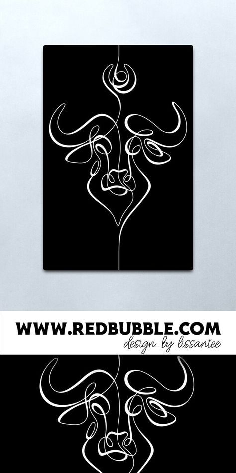 Taurus Line Art, Bull Portrait, Symbol Tattoo, Home Office Room, Bedroom Cozy, Woodburning Projects, Last Unicorn, Wall Murals Painted, Cozy Design