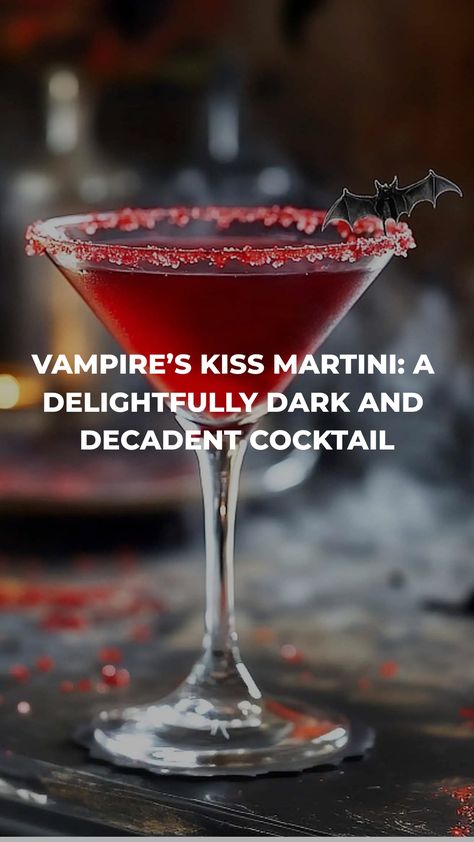 Thinking of hosting a spooktacular Halloween bash? Look no further than the Vampire's Kiss Martini! This chilling concoction features a mix of vodka, Chambord, cranberry juice, lemon, and grenadine. Its striking resemblance to blood will leave your guests in awe while the delightful berry flavor will keep them coming back for more. Get ready to impress with this fang-tastic cocktail that perfectly captures the eerie spirit of Halloween! Pomegranate Halloween Cocktail, Vampire Inspired Cocktails, Vampire Diaries Cocktails, Vampire Themed Cocktails, Halloween Cocktails With Vodka, Spooky Martinis, Vampires Kiss Cocktail, Vodka Halloween Cocktails, Halloween Vodka Drinks