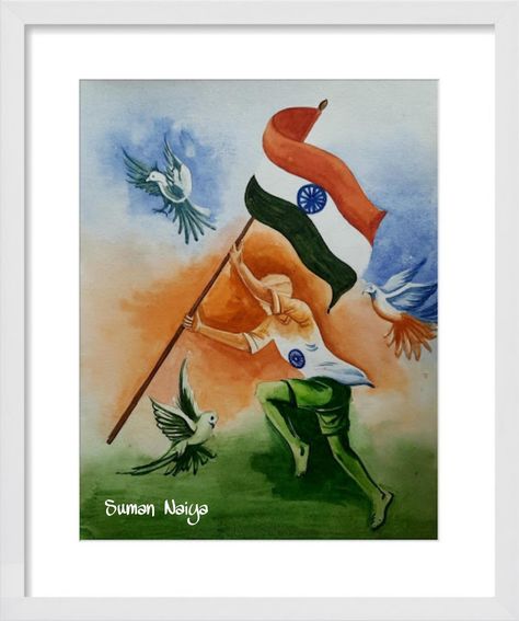 Rangoli Designs For Competition Independence Day, Independence Day Water Colour Drawing, 15th August Independence Day Poster Drawing, Indepands Day Drawing, Patriotic Theme Drawing India, Indian Constitution Drawing, 15 Th August Drawing, Ncc Drawing, Independence Day Watercolor Painting