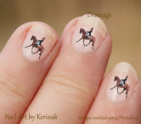 Behind the Bit: Dressage nail art! Equestrian Nails, Horse Shoe Nail Art, Horse Acrylic Nails, Horse Nails Designs, Horse Gel Nails, Horse Nails Designs Nailart, Horse Nail Art, Bumble Bee Wings, Silhouette Nails