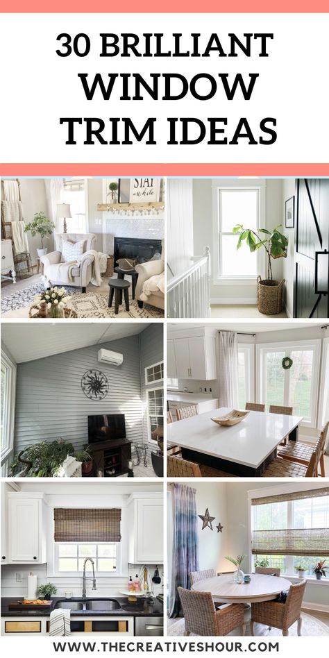 30 Modern Window Trim Ideas To Transform Your Home Window Moulding Ideas Interiors, Inside Window Trim Ideas, Indoor Window Trim, Farmhouse Trim Ideas, Window Casing Styles, Window Casing Ideas, Interior Window Trim Ideas, Modern Window Trim Ideas, Modern Farmhouse Window Treatments