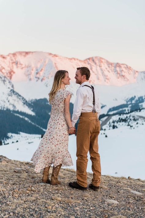 Hiking Engagement, Travel Photoshoot, Bride Top, Adventurous Couple, Mountain Engagement Session, Mountain Pass, Summit County, Colorado Mountain, Mountain Engagement