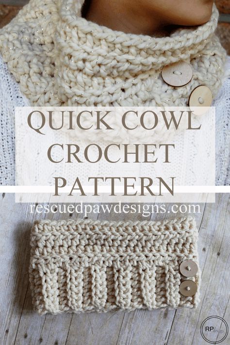 Andy Crochet Wraps, Cowl Crochet Pattern, Crochet Cowls, Crochet Scarf Pattern, Cowl Crochet, Crochet Scarfs, Confection Au Crochet, Crochet Simple, Crochet Buttons