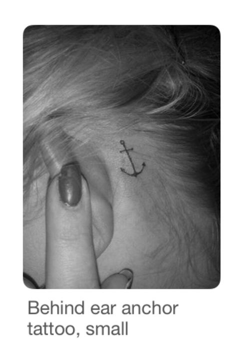 Tattoo Ideas Behind Ear, Anchor Tattoo Ideas, Dream Catcher Tattoo Small, Small Anchor Tattoos, Hip Tattoo Small, Tattoo Behind Ear, Small Anchor, Anker Tattoo, Small Shoulder Tattoos