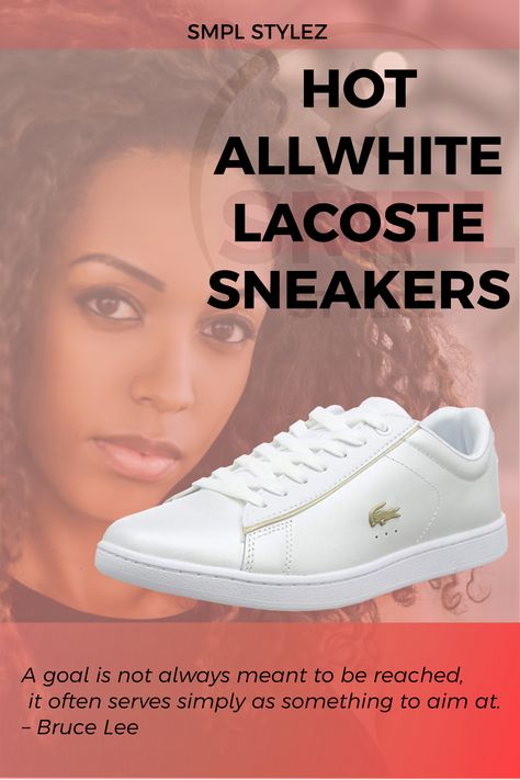 Lacoste Women's Carnaby EVO 118 Sneaker  How to dress white sneakers: https://www.outfittrends.com/outfits-to-wear-with-white-sneakers-women/  ---A couple pairs of white sneakers are always on the must-have list. White #sneakers go with almost everything from #denim to #summer #dresses to #gym gear.  ---Backgroundphoto by Marcelo Dias from Pexels --- follow Marcelo on Instagram:@marcelodiasphotography Dress White Sneakers, Reebok Insta Pump, Best Sneaker, Lacoste Sneakers, Adidas Sneakers Women, Lacoste Women, Knit Shoes, Popular Shoes, White Sneakers Women