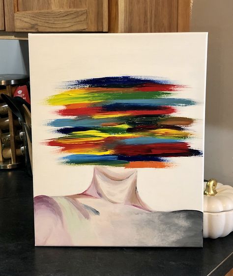 Emotional Painting Ideas, Mental Health Paintings On Canvas Simple, Meaningful Paintings Ideas, Meaningful Canvas Paintings, Paintings With Deep Meaning, Paint Your Feelings, Distortion Art Drawing, Painting Meaningful, Emotions Painting