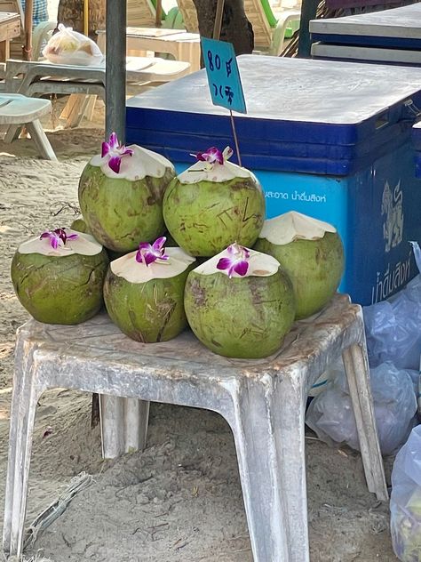 Coconut Stand, Fruits Aesthetic, Aesthetic Island, Thailand Phuket, Fruit Stands, Summer Tropical, Orange Aesthetic, Tropical Getaways, Mexico Vacation